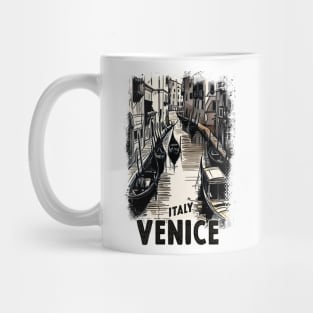 Venice Italy Vintage Travel Postcard Art Style Retro Mid Century illustration Mug